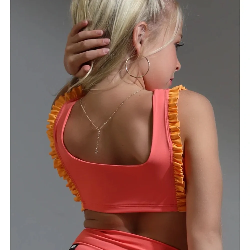 NWT Tiger Friday Dancewear Faye Reversible Crop Top Size CM Color Papaya - Picture 9 of 9